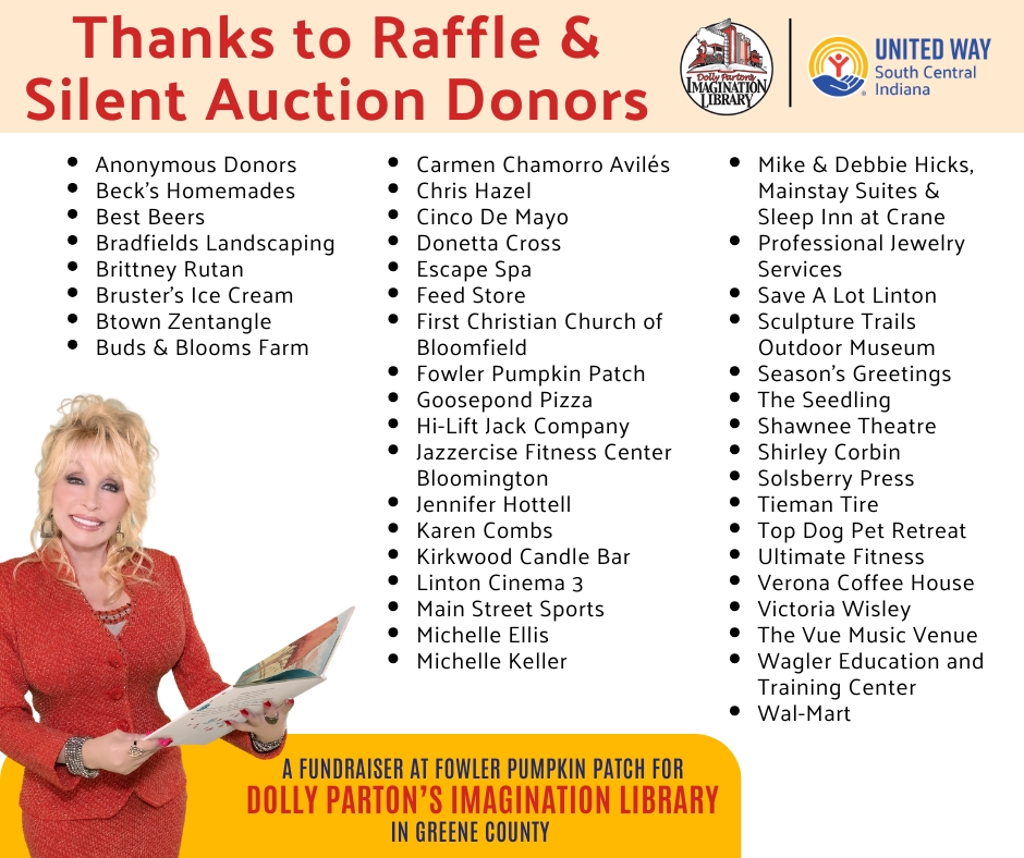 Imagination Library Raffle and Silent Auction Donors