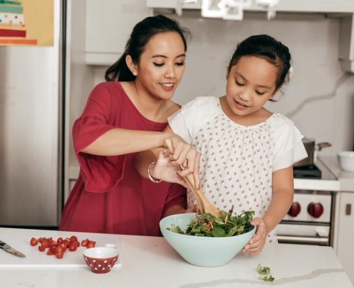 Mom and child in kitchen