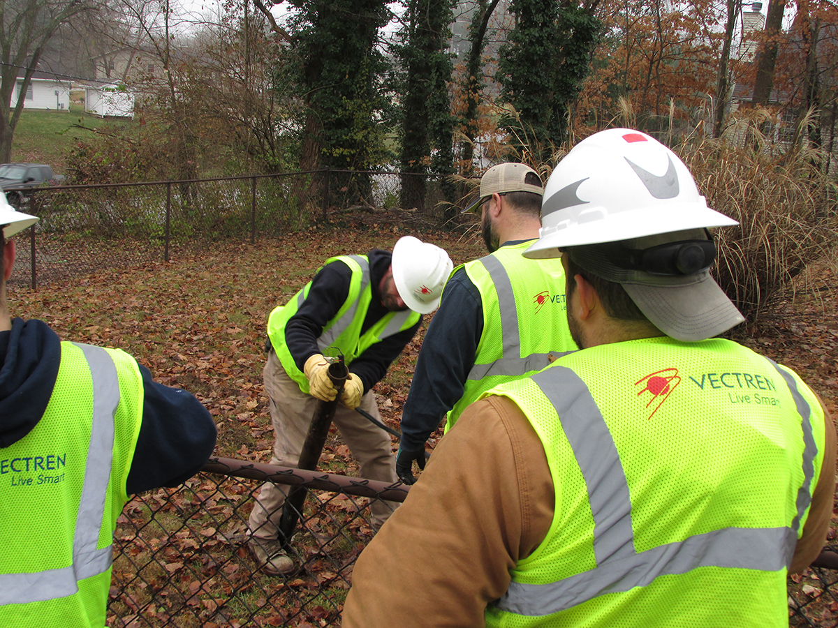 On November 30, a team of 11 Vectren employees took a day to give back to the community through United Way. They traveled to three different locations—two LifeDesigns group homes and Girls Inc.—to fill potholes, clear bush, remove dead trees, work on general landscaping, and repair fences to ensure safe and welcoming environments for people served by these agencies.