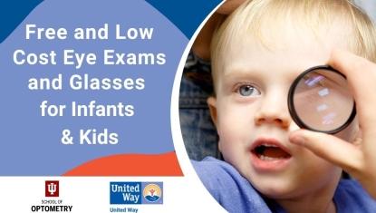 Child receiving eye exam
